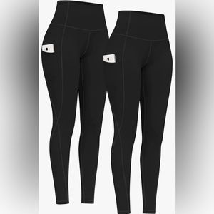 PHISOCKAT 2 Pack High Waist Yoga Pants With Side Pockets. Tummy control.